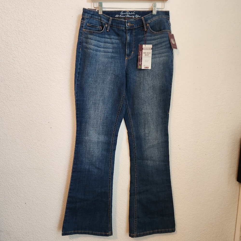 NWT Gloria Vanderbilt All Around Slimming Boot-Cut Blue Denim Women's Jeans, 8